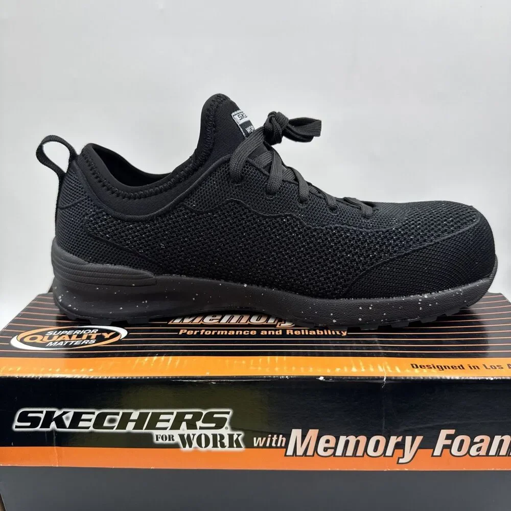 SKECHERS 108033 Women's Bulklin Balran Composite Toe Work Shoe Black Size 7.5